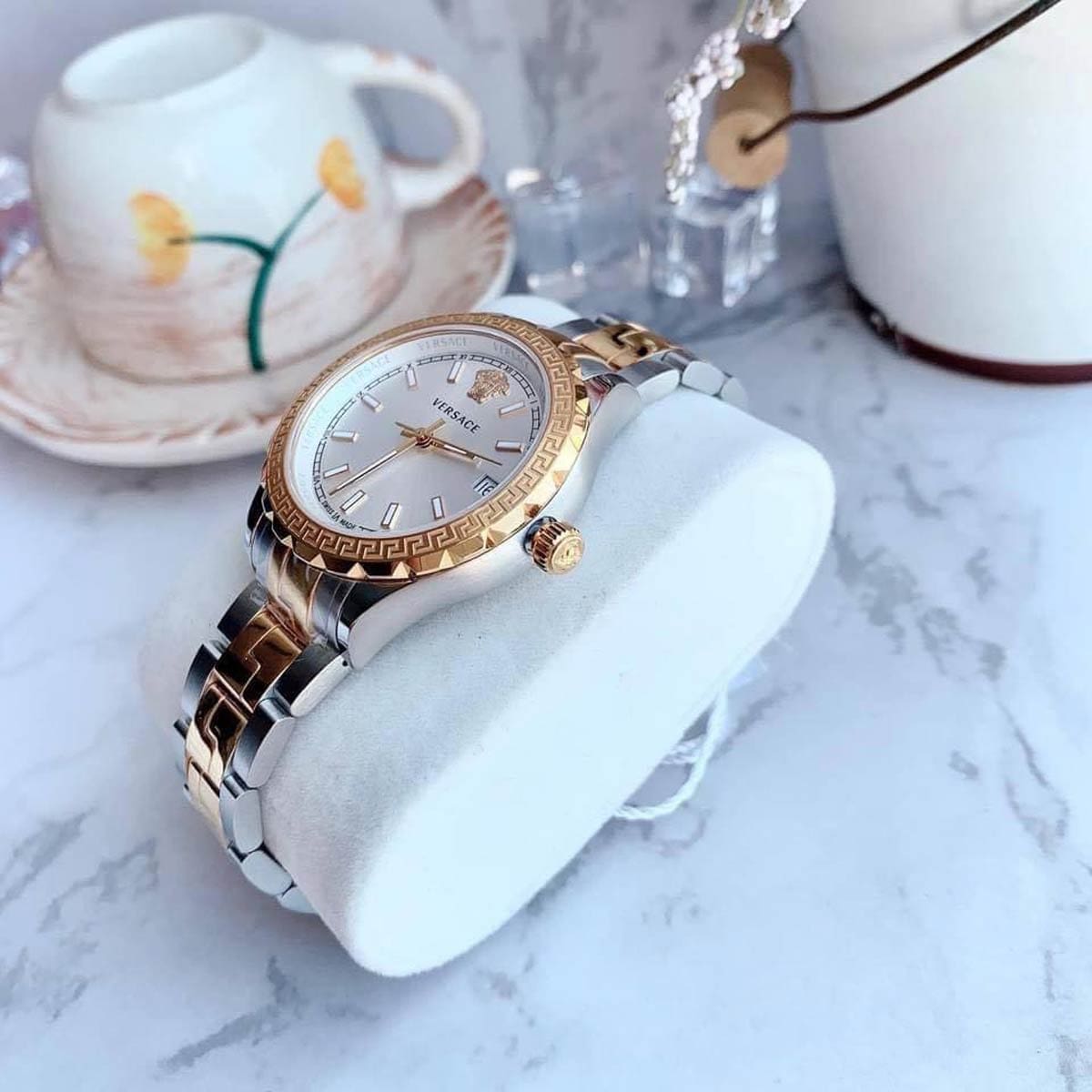  Shop Authentic Versace Hellenyium Silver Dial Two Tone Steel Strap Watch for Women - V12030015 - Luxxuri