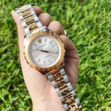  Shop Authentic Versace Hellenyium Silver Dial Two Tone Steel Strap Watch for Women - V12030015 - Luxxuri