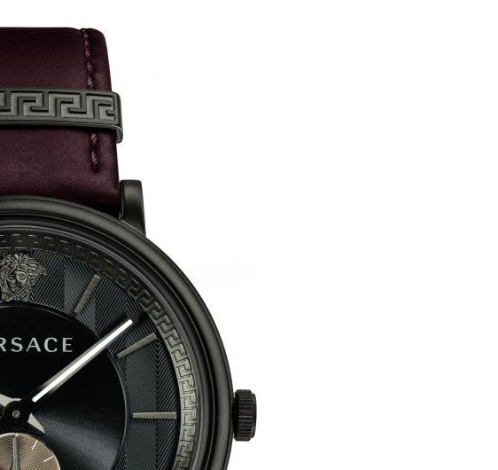  Shop Authentic Versace V-Circle Manifesto Black Dial Maroon Leather Strap Watch for Men - VBQ040017 - Luxxuri