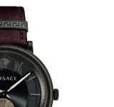  Shop Authentic Versace V-Circle Manifesto Black Dial Maroon Leather Strap Watch for Men - VBQ040017 - Luxxuri