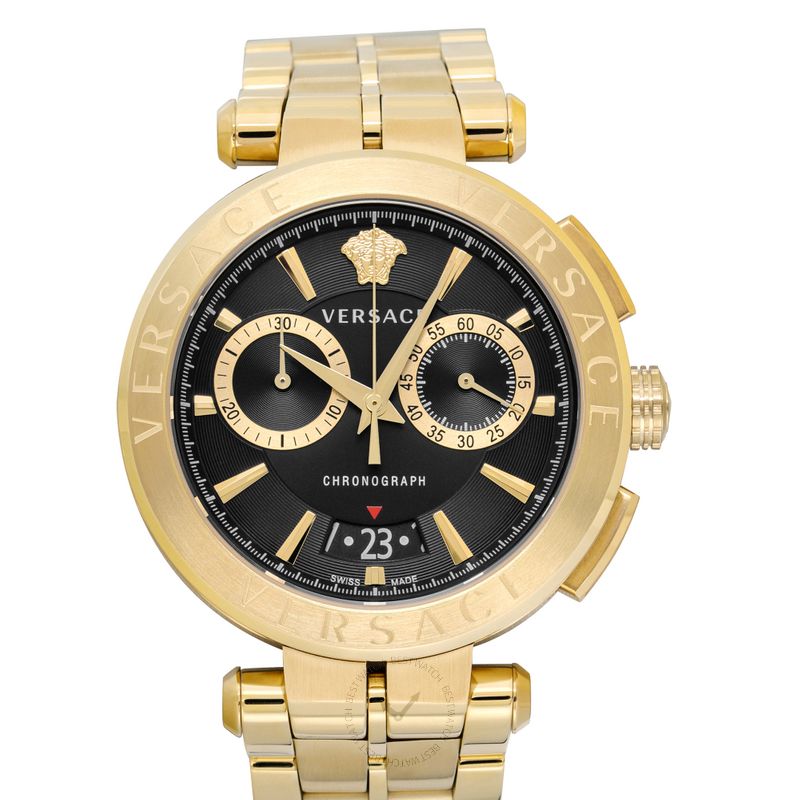  Shop Authentic Versace Aion Chronograph Black Dial Gold Steel Strap Watch For Men - VE1D01721 - Luxxuri