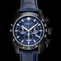  Shop Authentic Versace V-Ray Chronograph Quartz Blue Dial Black Leather Strap Watch For Men - VEDB00418 - Luxxuri