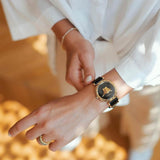  Shop Authentic Versace Palazzo Empire Greca Black Dial Black Leather Strap Watch for Women - VEDV00119 - Luxxuri