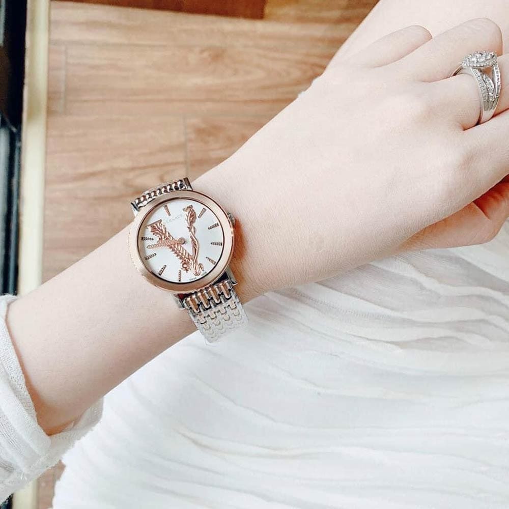  Shop Authentic Versace Virtus Quartz White Dial Two Tone Steel Strap Watch for Women - VEHC00519 - Luxxuri