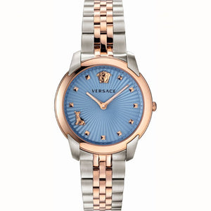 Shop Authentic Versace Audrey Quartz Blue Dial Two Tone Steel Strap Watch for Women - VELR00619 - Luxxuri