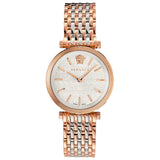  Shop Authentic Versace V-Twist White Dial Two Tone Mesh Bracelet Watch for Women - VELS00719 - Luxxuri