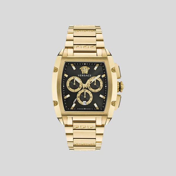 Shop Authentic Versace Dominus Chronograph Black Dial Gold Steel Strap Watch For Men - VE6H00523 - Luxxuri