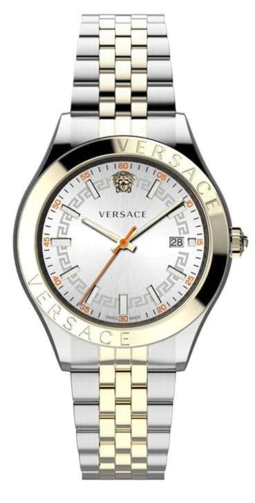  Shop Authentic Versace Hellenyium Quartz Silver Dial Two Tone Steel Strap Watch For Men - VEVK01121 - Luxxuri