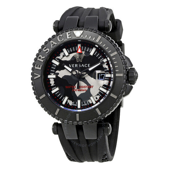  Shop Authentic Versace V-Race Diver Black Dial Black Rubber Strap Watch for Men - VAB050016 - Luxxuri