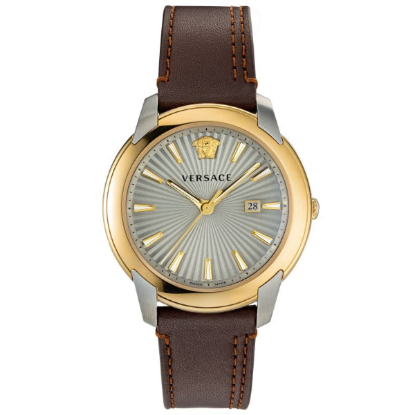  Shop Authentic Versace V-Urban Quartz Grey Dial Brown Leather Strap Watch for Men - VELQ00219 - Luxxuri