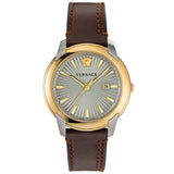  Shop Authentic Versace V-Urban Quartz Grey Dial Brown Leather Strap Watch for Men - VELQ00219 - Luxxuri