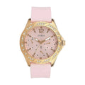 Guess Sparkling Diamonds Pink Dial Pink Rubber Strap Watch for Women - W0032L9