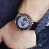  Shop Authentic Guess Rigor Analogue Quartz Blue Dial Brown Leather Strap Watch For Men - W0040G10 - Luxxuri
