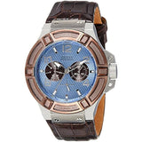  Shop Authentic Guess Rigor Analogue Quartz Blue Dial Brown Leather Strap Watch For Men - W0040G10 - Luxxuri