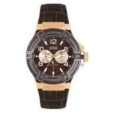  Shop Authentic Guess Rigor Analog Brown Dial Brown Leather Strap Watch For Men - W0040G3 - Luxxuri