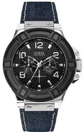  Shop Authentic Guess Indovina Quartz Black Dial Black Leather Strap Watch For Men - W0040G9 - Luxxuri