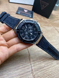  Shop Authentic Guess Indovina Quartz Black Dial Black Leather Strap Watch For Men - W0040G9 - Luxxuri