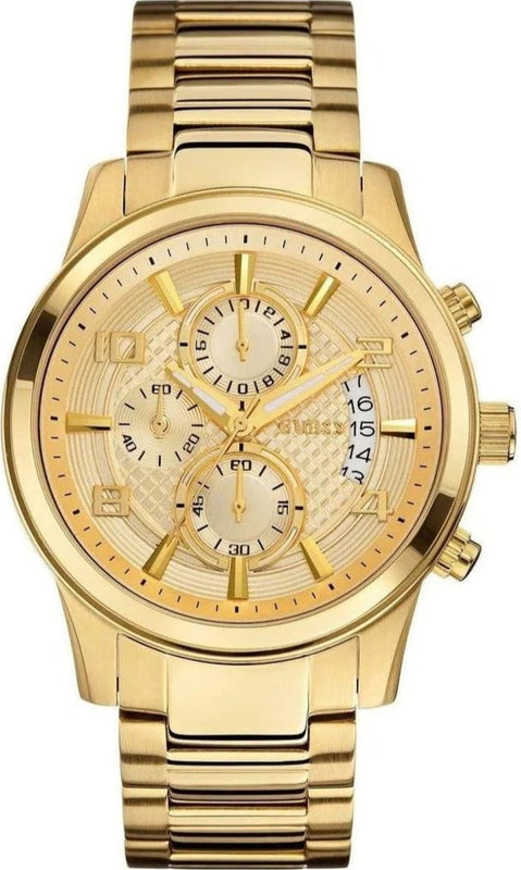 Shop Authentic Guess Analog Chronograph Gold Dial Gold Steel Strap Watch for Men - W0075G5 - Luxxuri