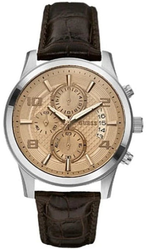  Shop Authentic Guess Exec Chronograph Quartz Gold Dial Brown Leather Strap Watch for Men - W0076G3 - Luxxuri