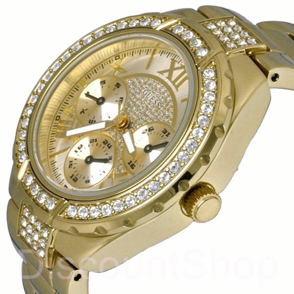  Shop Authentic Guess Viva Diamonds Gold Dial Gold Steel Strap Watch for Women - W0111L2 - Luxxuri