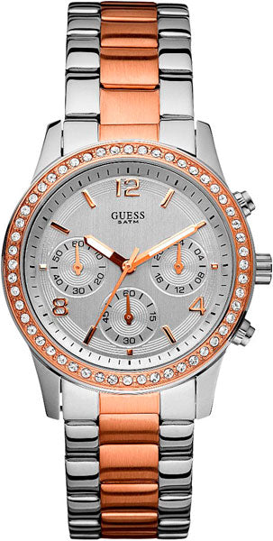  Shop Authentic Guess Mini Spectrum Quartz Silver Dial Two Tone Steel Strap Watch For Women - W0122L1 - Luxxuri