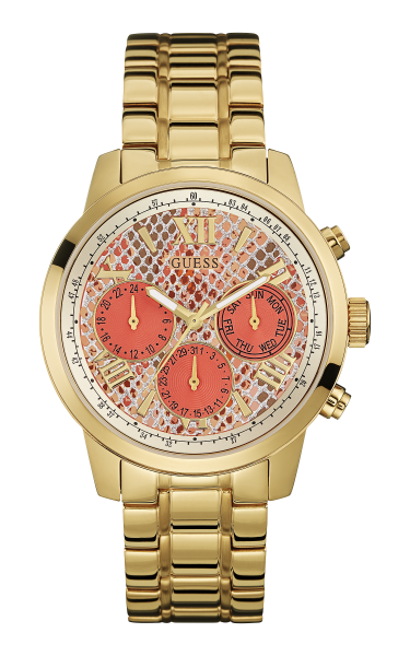  Shop Authentic Guess Mini Sunrise Quartz Analog Orange Dial Gold Steel Strap Watch For Women - W0448L7 - Luxxuri