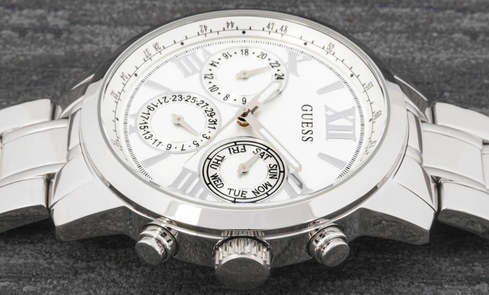  Shop Authentic Guess Sunrise Multifunction Quartz White Dial Silver Steel Strap Watch For Women - W0330L3 - Luxxuri