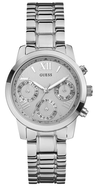  Shop Authentic Guess Mini Sunrise Silver Dial Silver Steel Strap Watch For Women - W0448L1 - Luxxuri