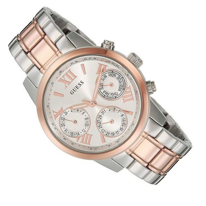  Shop Authentic Guess Mini Sunrise Analog Silver Dial Two Tone Steel Strap Watch For Women - W0448L4 - Luxxuri