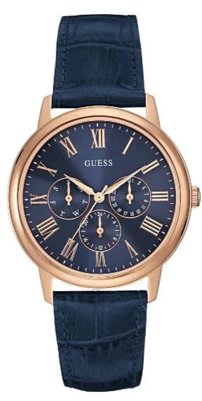  Shop Authentic Guess Analog Blue Dial Blue Leather Strap Watch For Men - W0496G4 - Luxxuri