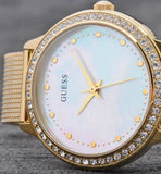  Shop Authentic Guess Chelsea Mother of Pearl White Dial Gold Mesh Strap Watch For Women - W0647L3 - Luxxuri