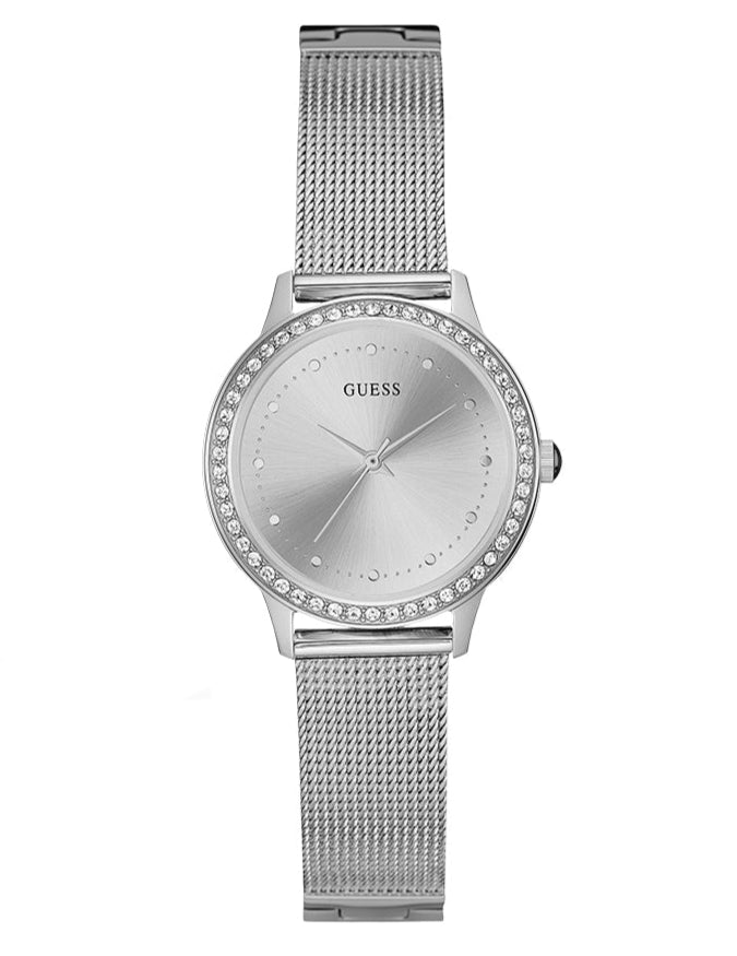 Guess Chelsea Quartz Silver Dial Silver Mesh Strap Watch For Women - W0647L6
