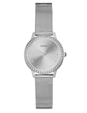  Shop Authentic Guess Chelsea Quartz Silver Dial Silver Mesh Strap Watch For Women - W0647L6 - Luxxuri