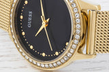  Shop Authentic Guess Chelsea Crystals Black Dial Gold Mesh Bracelet Watch For Women - W0647L8 - Luxxuri