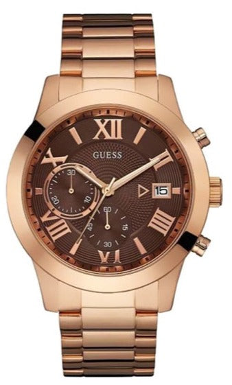  Shop Authentic Guess Iconic Signature Brown Dial Rose Gold Steel Strap Watch For Men - W0668G1 - Luxxuri