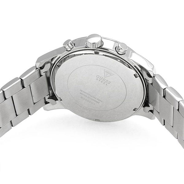  Shop Authentic Guess Atlas Chronograph Silver Dial Silver Steel Strap Watch For Men - W0668G7 - Luxxuri