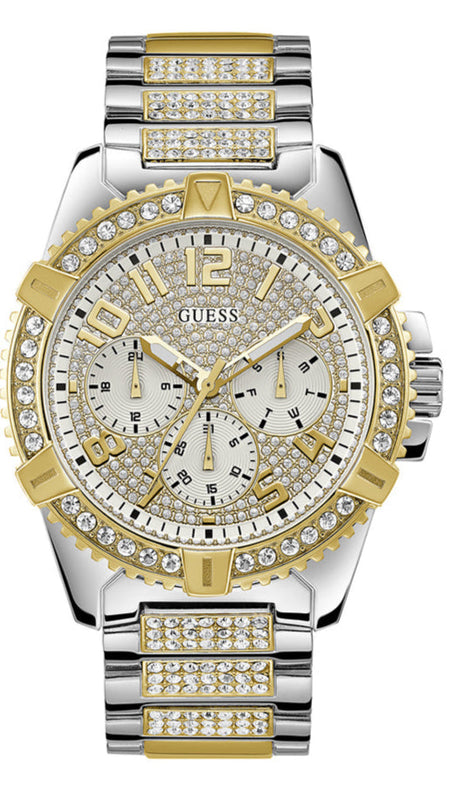  Shop Authentic Guess Frontier Chronograph Crystals Silver Dial Two Tone Steel Strap Watch for Men - W0799G4 - Luxxuri