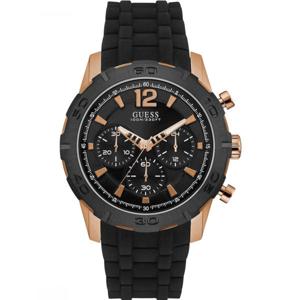  Shop Authentic Guess Caliber Chronograph Black Dial Black Rubber Strap Watch for Men  - W0864G2 - Luxxuri