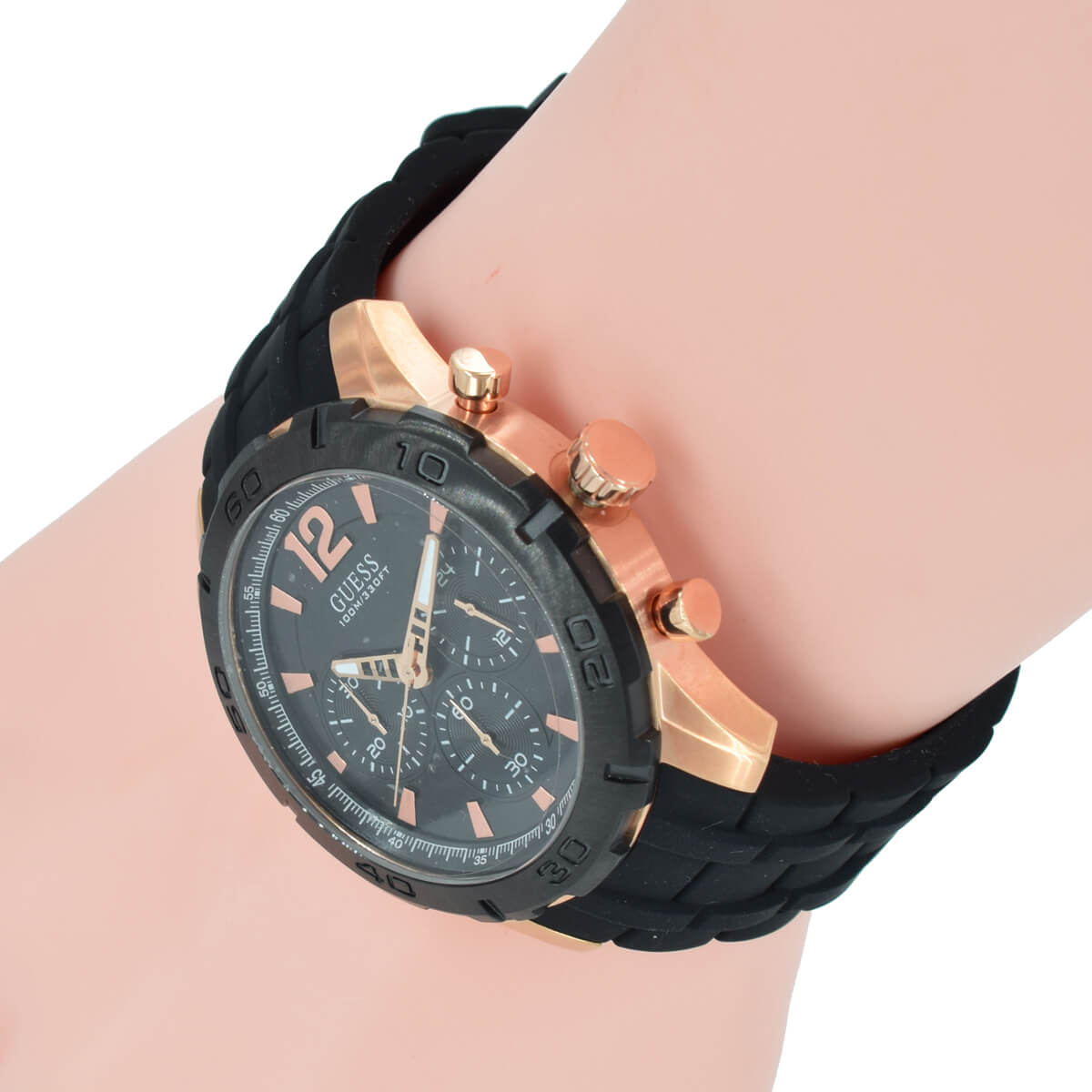  Shop Authentic Guess Caliber Chronograph Black Dial Black Rubber Strap Watch for Men  - W0864G2 - Luxxuri