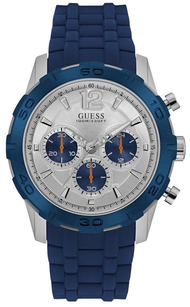  Shop Authentic Guess Caliber Chronograph White Dial Blue Rubber Strap Watch for Men - W0864G6 - Luxxuri