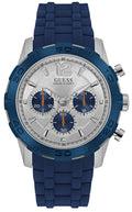  Shop Authentic Guess Caliber Chronograph White Dial Blue Rubber Strap Watch for Men - W0864G6 - Luxxuri