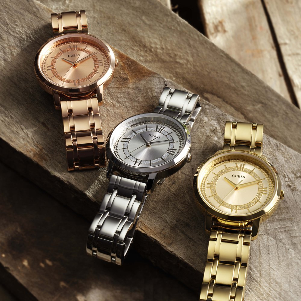  Shop Authentic Guess Montauk Gold Dial Gold Steel Strap Watch for Women - W0933L2 - Luxxuri