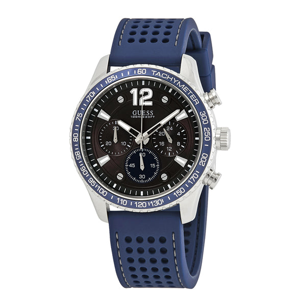  Shop Authentic Guess Fleet Chronograph Black Dial Blue Rubber Strap Watch for Men - W0971G2 - Luxxuri