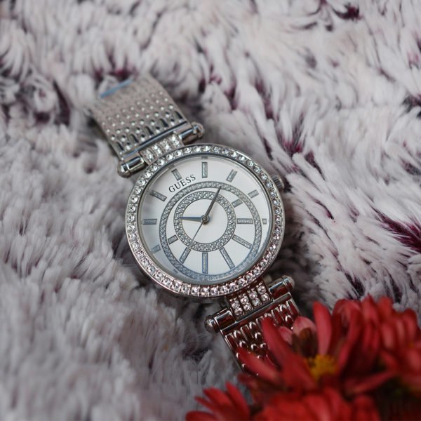  Shop Authentic Guess Muse Quartz White Dial Silver Steel Strap Watch For Women - W1008l1 - Luxxuri