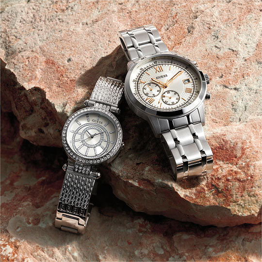  Shop Authentic Guess Muse Quartz White Dial Silver Steel Strap Watch For Women - W1008l1 - Luxxuri