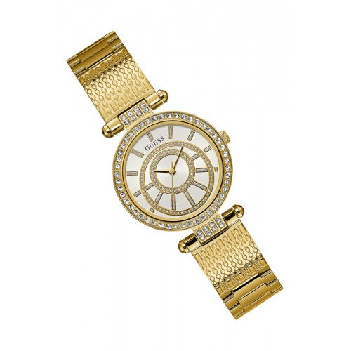  Shop Authentic Guess Muse Crystals White Dial Rose Gold Steel Strap Watch For Women - W1008L2 - Luxxuri