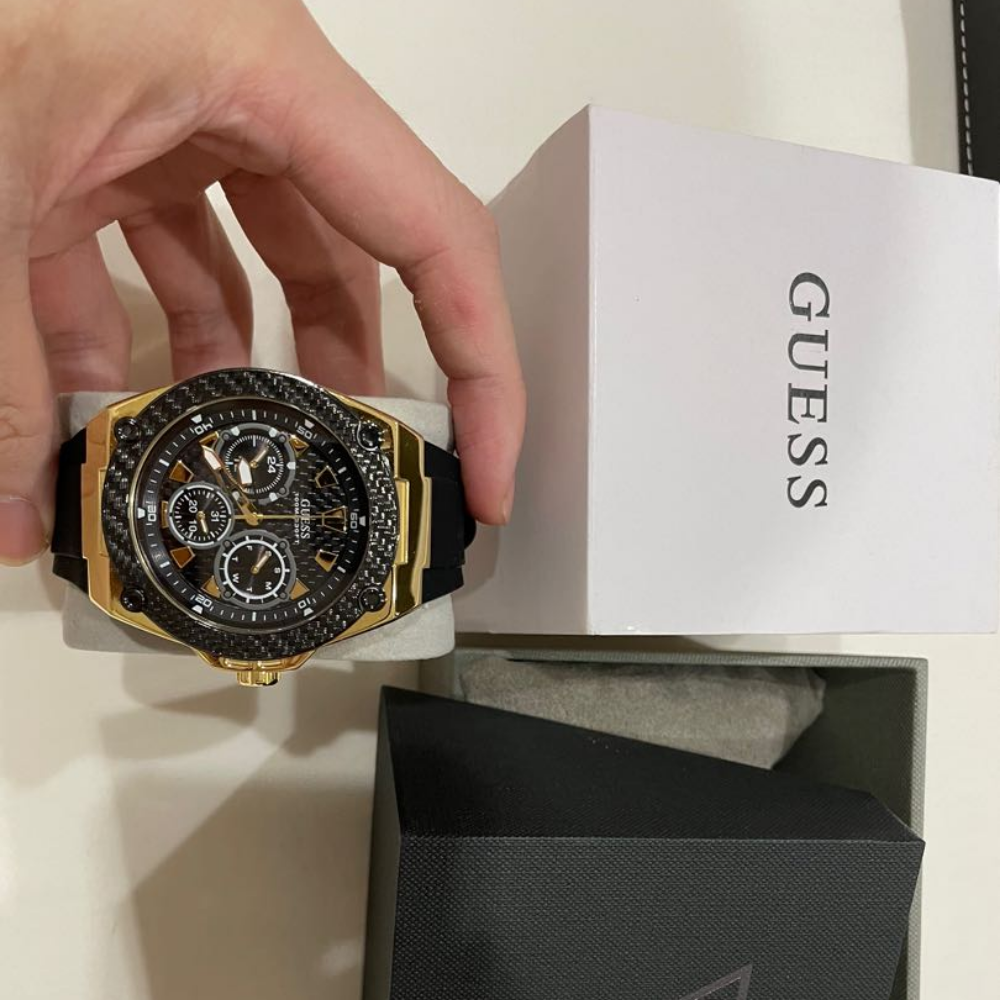 Shop Authentic Guess Legacy Black Dial Black Rubber Strap Watch for Men - W1049G5 - Luxxuri