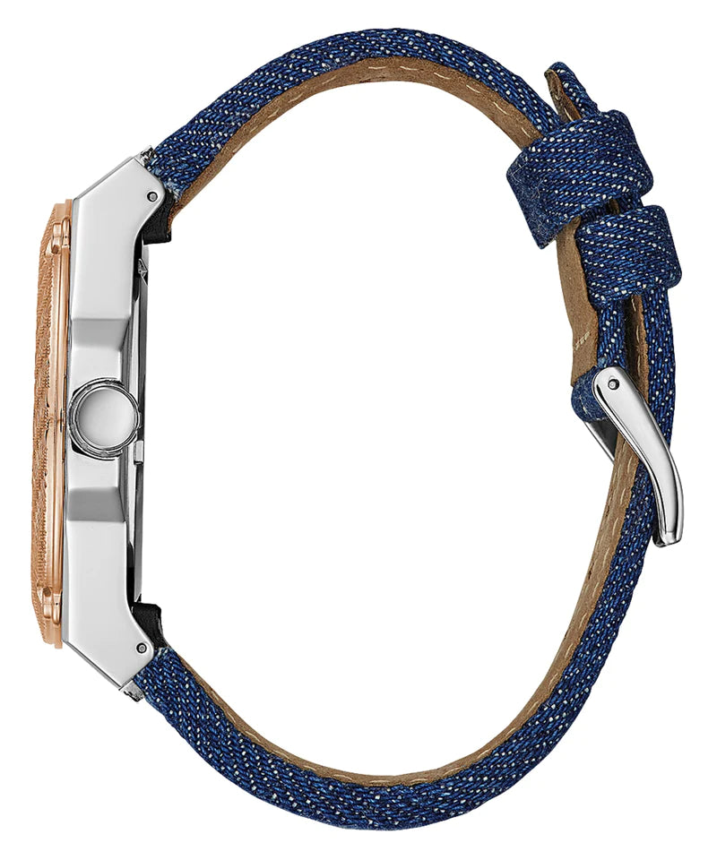  Shop Authentic Guess Legacy Analog Blue Dial Blue Denim Strap Watch for Men - W1058G1 - Luxxuri