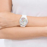  Shop Authentic Guess Wanderlust Crystals Silver Dial White Rubber Strap Watch For Women - W1059L3 - Luxxuri