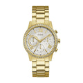  Shop Authentic Guess Solar Chronograph Diamonds White Dial Gold Steel Strap Watch for Women - W1069L2 - Luxxuri